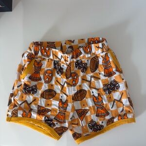 Girls' Orange Cheerleader Print Pull-On Shorts